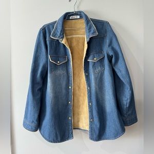 Denim Fur Lined Jacket Man or Woman Size Medium